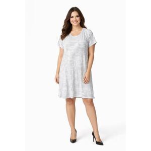 Old Navy Shirt Dress White Navy Blue Striped Short Sleeve Women's WOMAN'S Large